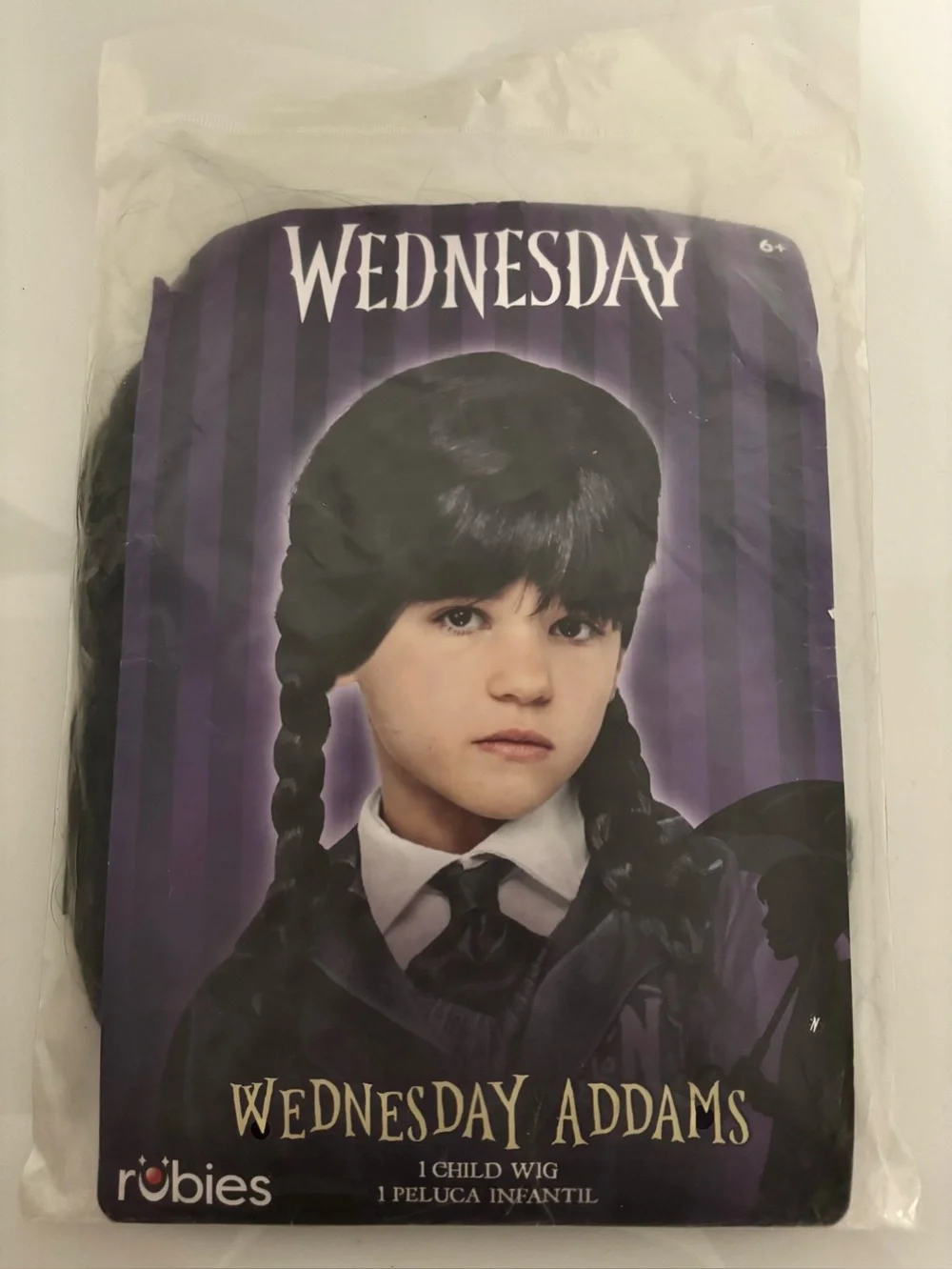 Rubies Wednesday Addams Child School Uniform Costume Size 7-8 Wig Included NWT